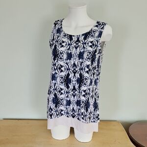 Stylish Blue and White Patterned Tank Top